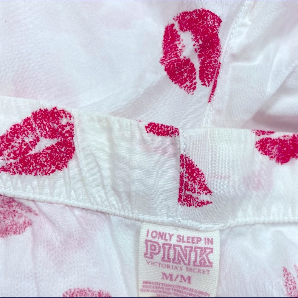 Victoria’s Secret White With Red Lips Pajama Pants Sz… Gem